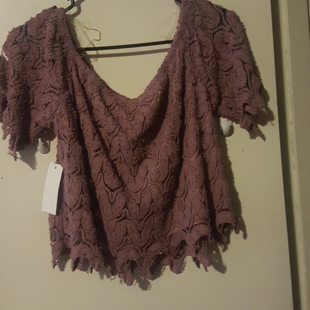 Purple knit crop top